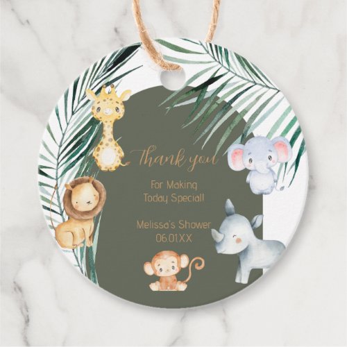 Safari Theme Thank You Favor Tags