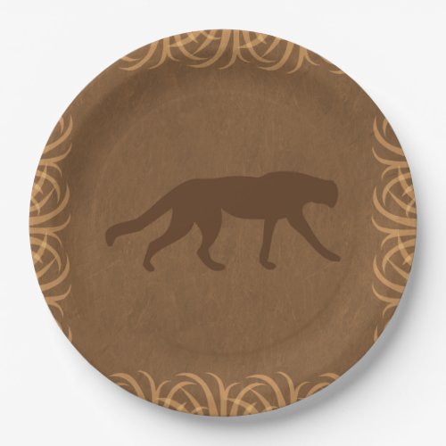 Safari Theme Wild Cat with Tall Grass Border Paper Plates