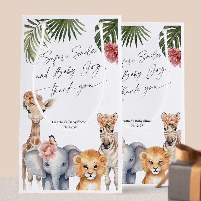 Safari Themed Baby Girl Shower favor Goodie bag (Safari Animals, baby Girl SHower Goodie Bag favors.)