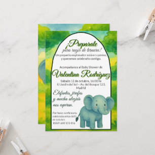 Safari-themed Baby Shower Editable cute elephant d Invitation