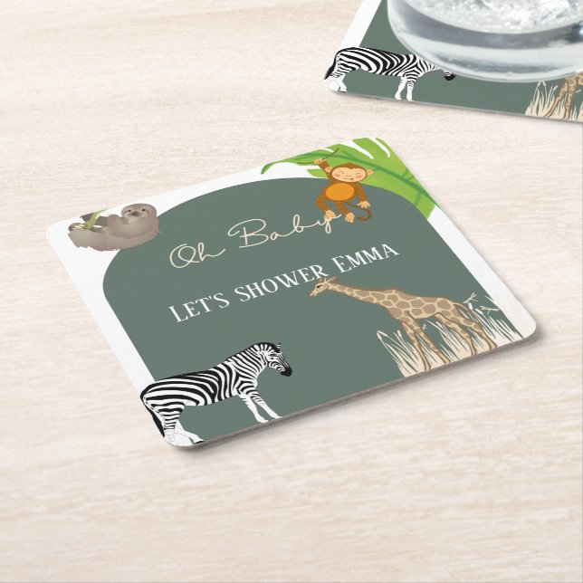 Safari Themed Baby Shower Favor Coasters (Angled)