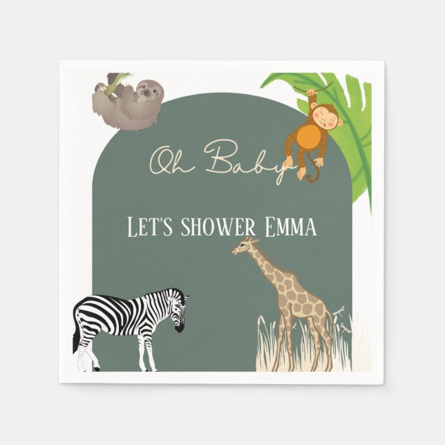 Safari Themed Baby Shower Napkins (Front)