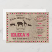 Safari themed birthday party invitation (Front/Back)