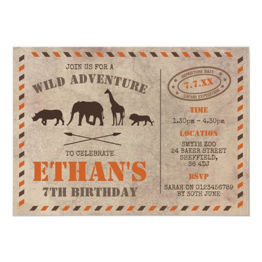 safari themed birthday party invitation zazzle com