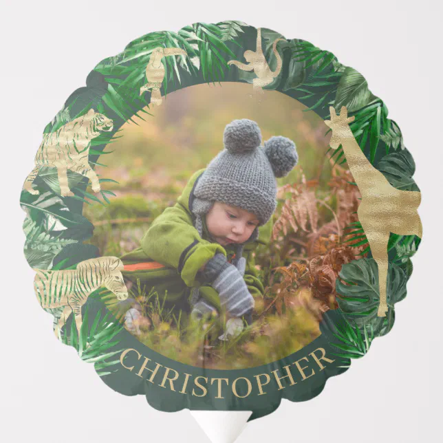 Safari themed Photo Jungle Animals Happy Birthday Balloon | Zazzle