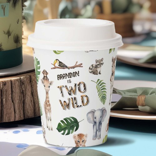 Safari Themed Two Wild Jungle 2nd Birthday Paper Cups