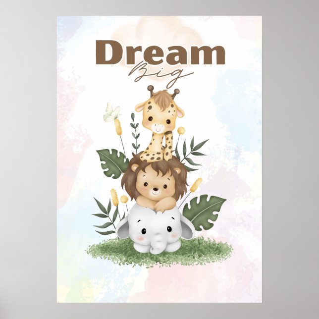  safari themed uplifting nursery wall poster (Front)