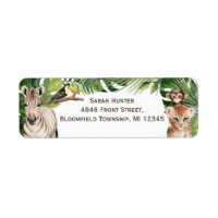 Safari themed Wild One 1st birthday return label