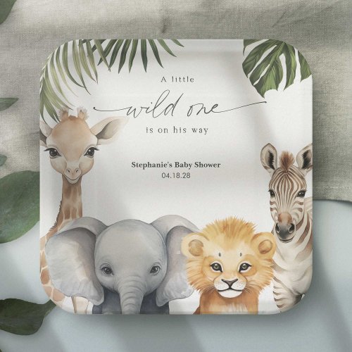 Safari Themed Wild One Animals Baby Boy Shower Paper Plates