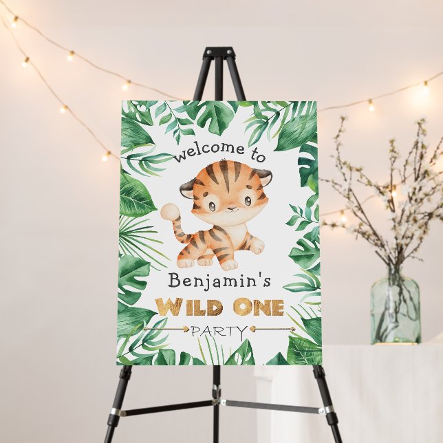 Safari Tiger 1st Birthday Welcome  Foam Board (In Situ (Stand))