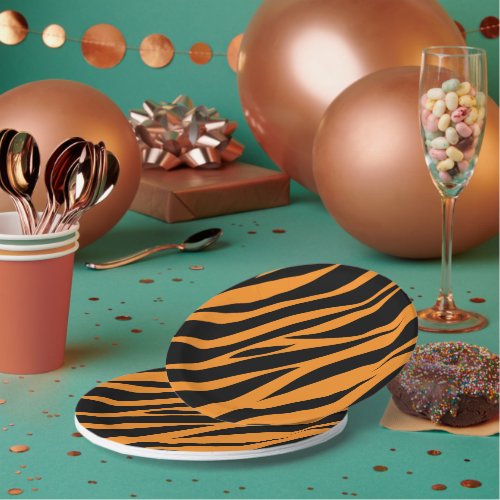 Safari Tiger animal print Wild one Birthday Paper Plates