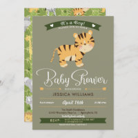 Safari Tiger Baby Shower Boy Invitation