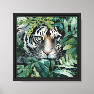 Safari Tiger Green Leaves Animal Canvas Print