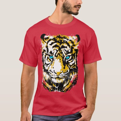 Safari Tiger Head Colourful Tiger Eyes T_Shirt