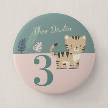 Safari Tiger Kid's Custom Age Birthday Badge