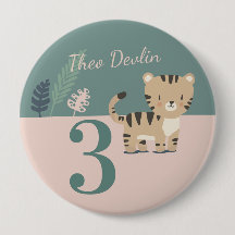 Safari Tiger Kid's Custom Age Birthday Badge