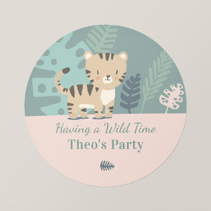 Safari Tiger Kid's Party Personalized Stickers