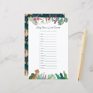 Safari Tiger Word Scramble Baby Shower Game