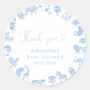 Safari Toile Baby Shower Classic Round Sticker