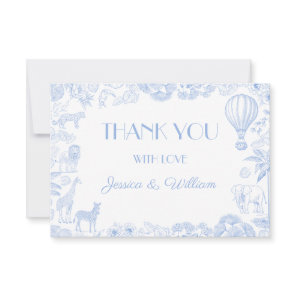 Safari Toile De Jouy Baby Shower Thank You Card