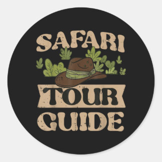 Safari Tour Guide Costume Jungle Zoo Wildlife Men Classic Round Sticker