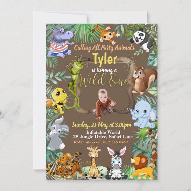 Safari Tropical Birthday invitation (Front)
