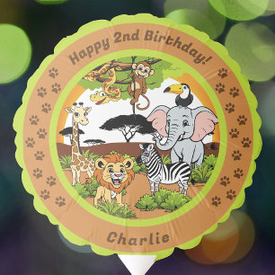Safari Tropical Jungle Animals Cartoon Birthday Balloon
