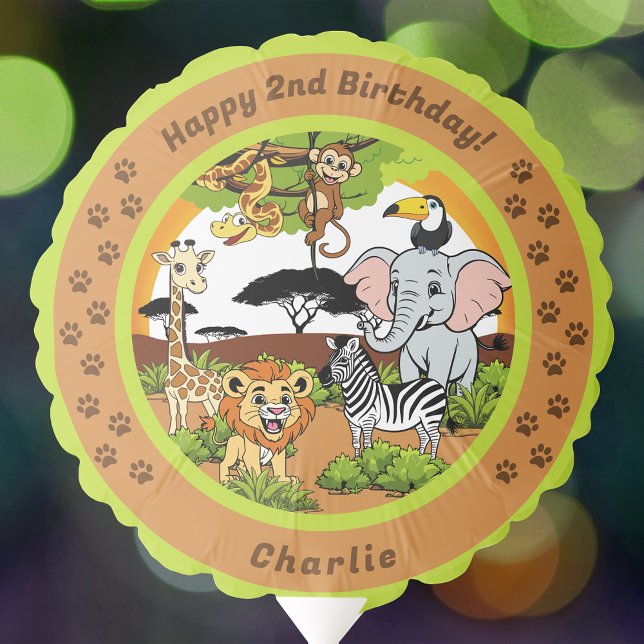 Safari Tropical Jungle Animals Cartoon Birthday Balloon (Creator Uploaded)