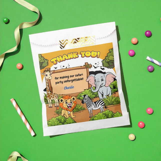 Safari Tropical Jungle Animals Cute Modern Cartoon Favor Bag (Creator Uploaded)