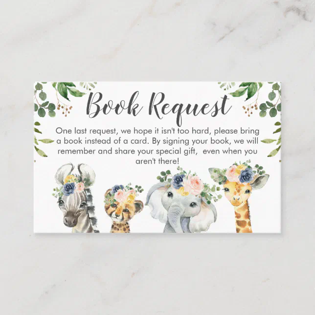 Safari Twins Baby Shower Book Request Insert | Zazzle