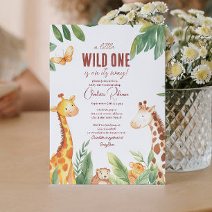 Safari two Cute giraffe Baby shower Invitation