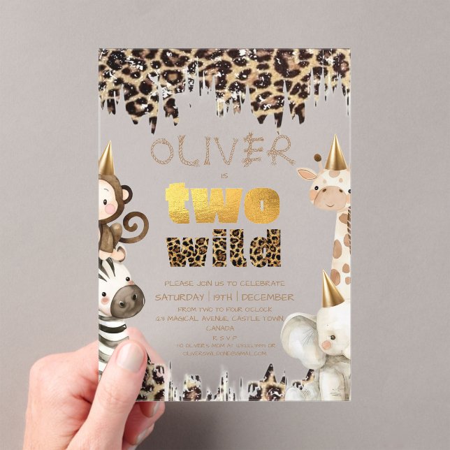 Safari Two Wild 2nd Birthday Acrylic Invitations (Insitu (Handheld))