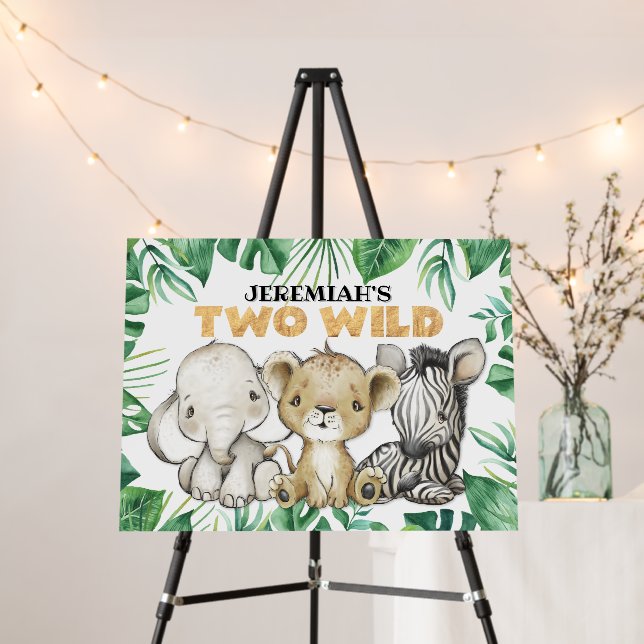 Safari Two Wild 2nd Birthday Banner Foam Board (In Situ (Stand))
