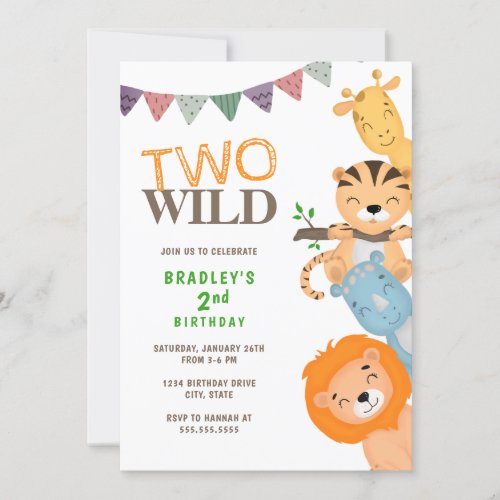 Safari Two Wild 2nd Birthday Invitation