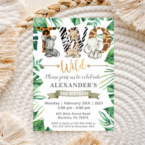 Safari Two Wild 2nd Birthday Party Invitation