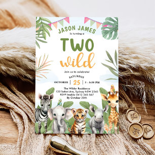 Safari Two Wild 2nd Boy Birthday Invitation