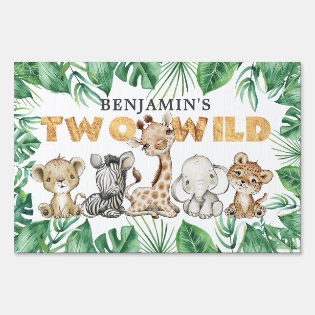 Safari Two Wild Birthday Banner Sign (Back)