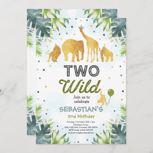 Safari Two Wild Birthday Invitation Two Wild Party