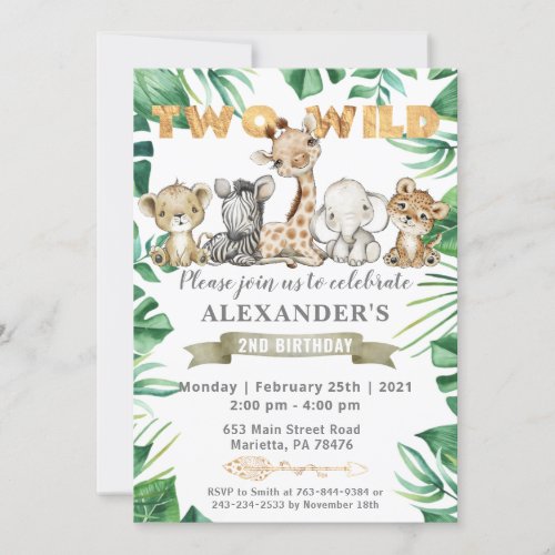 Safari Two Wild Birthday Party Invitation