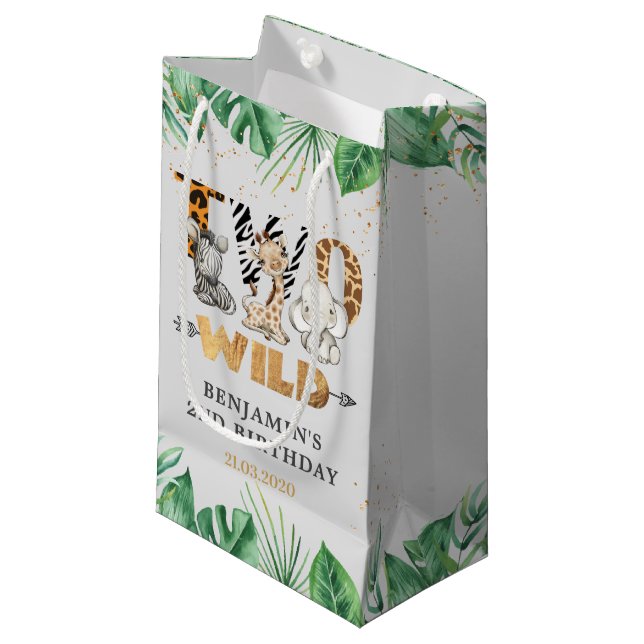 Safari Two Wild Birthday Party Small Gift Bag (Front Angled)