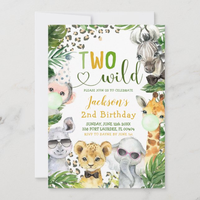 Safari Two Wild Boy Birthday Invitation (Front)