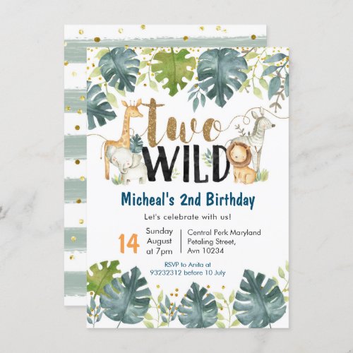 Safari Two Wild Second Birthday Invitation
