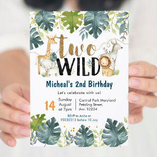 Safari Two Wild Second Birthday Invitation