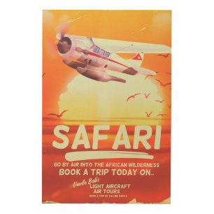 Safari vintage adventure poster. wood wall decor