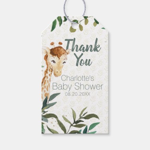  Safari Watercolor Baby Shower Favor Tags