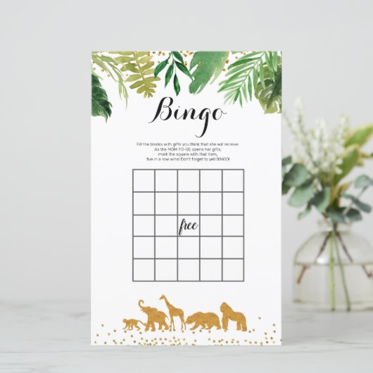 Safari Watercolor Bingo Game (Standing Front)
