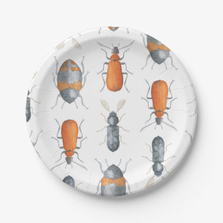 Safari Watercolor Bugs Pattern Paper Plates