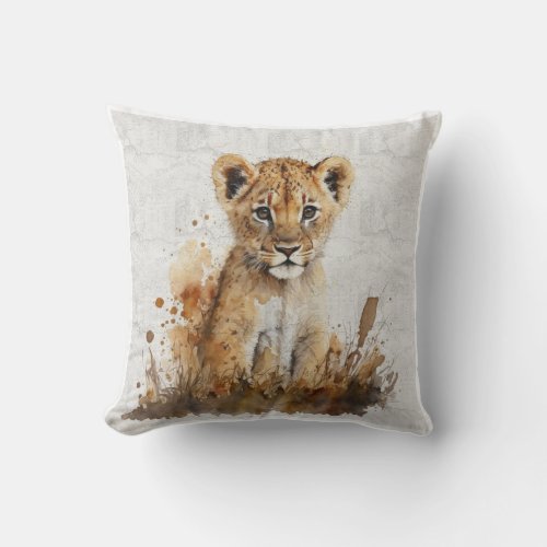  safari watercolor drawing _ lion king throw pillow