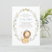 Safari Watercolor Lion Prince Baby Shower Brunch Invitation (Standing Front)