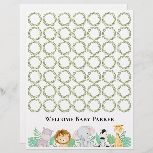 Safari Welcome Baby Sign Sheet (Front/Back)